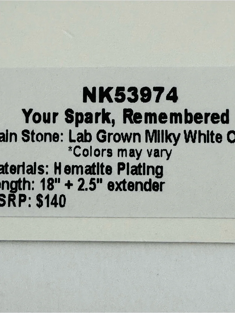 NIB Bomb Party “Your Spark, Remembered” 18”+ 2.5” extender necklace